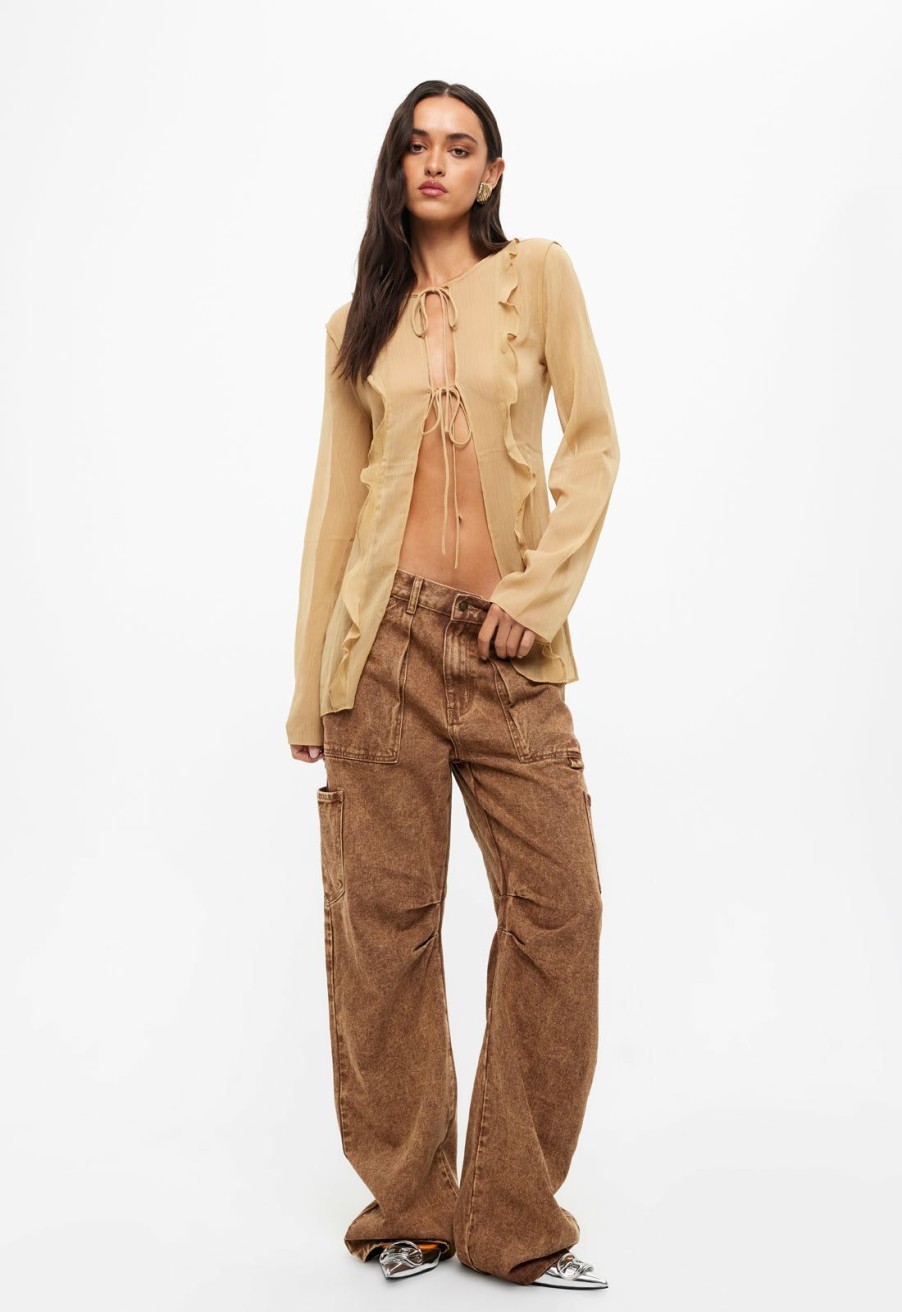 Women Lioness Tops | Barely There Tie Top Sand